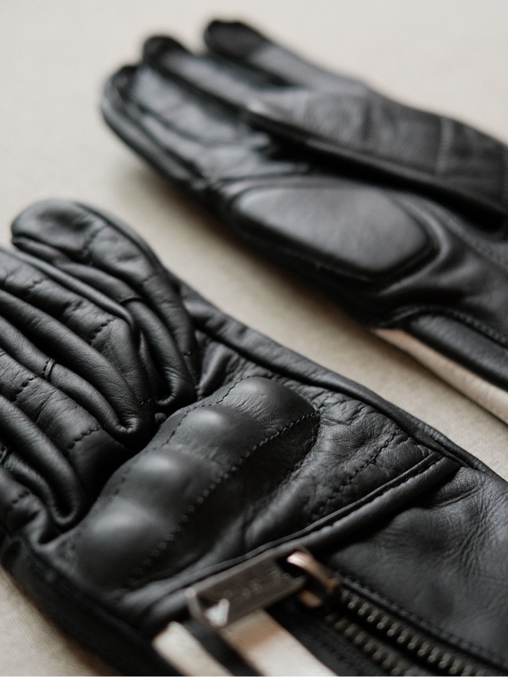 ATWYLD Women’s Black Leather Motorcycle Riding Gloves Size S